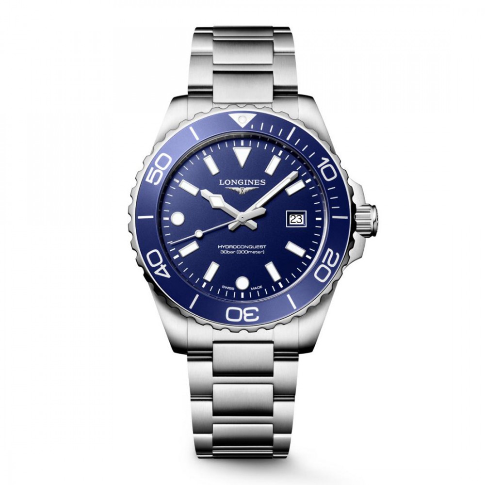 Longines HydroConquest L3.769.4.96.6 Quartz Ανοξείδωτο ατσάλι Μπρασελέ Μπλε χρώμα καντράν