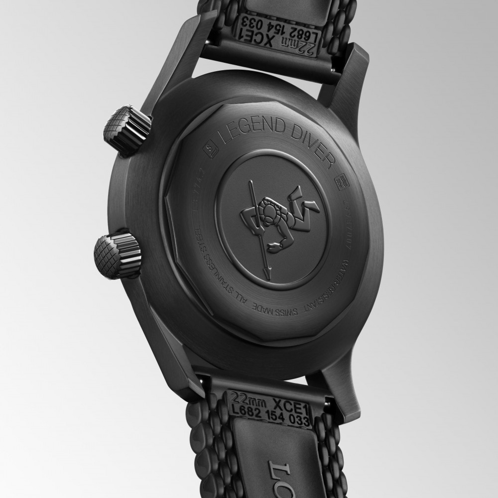 Longines Legend Diver L3.774.2.50.9 Καταδυτικό Ανοξείδωτο ατσάλι Αυτόματο Μαύρο καουτσούκ λουρί Μαύρο χρώμα καντράν