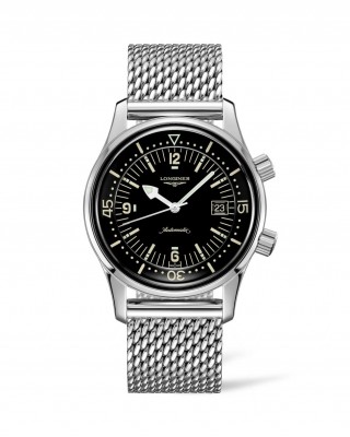 Longines Legend Diver L3.774.4.50.6 Καταδυτικό Ανοξείδωτο ατσάλι Αυτόματο Milanese bracelet Μαύρο χρώμα καντράν