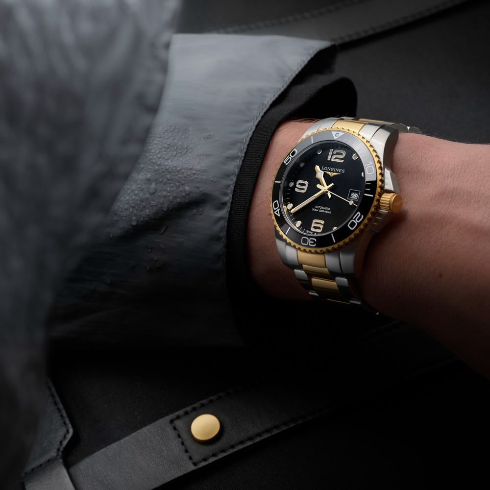 Longines HydroConquest L3.781.3.56.7 Αυτόματο Ανοξείδωτο ατσάλι Διμεταλλικό Μπρασελέ Κεραμική στεφάνη Μαύρο χρώμα καντράν