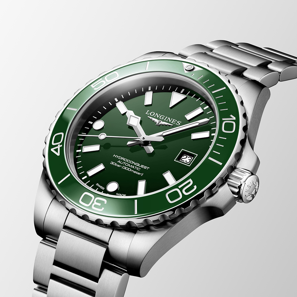 Longines HydroConquest L3.788.4.06.6 Αυτόματο Ανοξείδωτο ατσάλι Μπρασελέ Πράσινο χρώμα καντράν