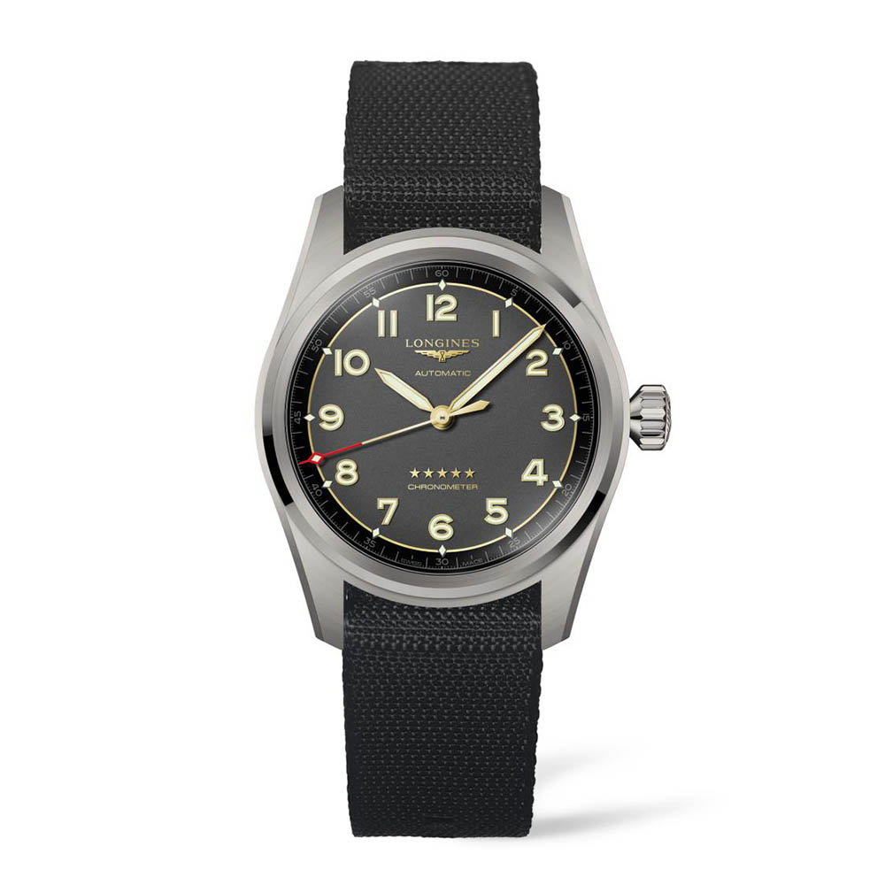 Longines Spirit L3.810.1.53.2 Αυτόματος Τιτάνιο Συνθετικό λουρί μαύρου χρώματος Ανθρακί χρώμα καντράν