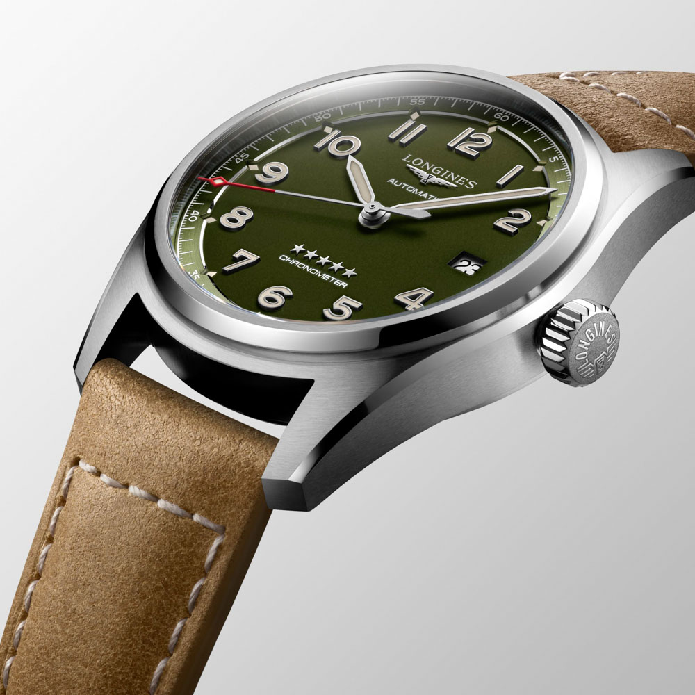 Longines Spirit L3.810.4.03.2 Αυτόματος Ανοξείδωτο ατσάλι Καφέ δερμάτινο λουρί Πράσινο ματ χρώμα καντράν