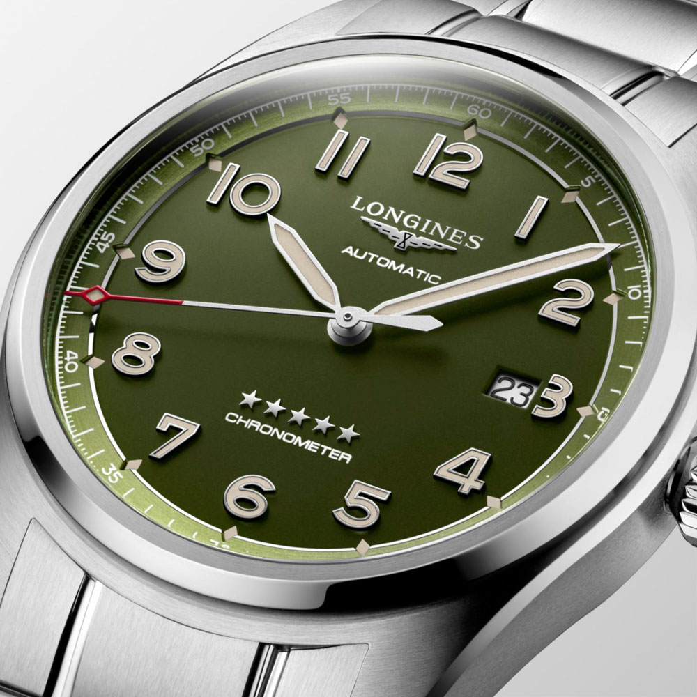 Longines Spirit L3.811.4.03.6 Αυτόματος Ανοξείδωτο ατσάλι Μπρασελέ Πράσινο ματ χρώμα καντράν