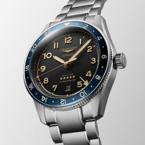 Longines Spirit Zulu Time L3.812.4.60.6 Αυτόματο Ανοξείδωτο ατσάλι Μπρασελέ Μαύρο χρώμα καντράν Κεραμική στεφάνη