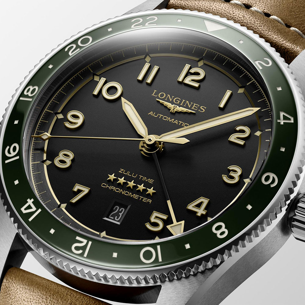 Longines Spirit L3.812.4.63.2 Αυτόματο Ανοξείδωτο ατσάλι Δερμάτινο λουρί καφε χρώματος Ανθρακί χρώμα καντράν Κεραμική στεφάνη