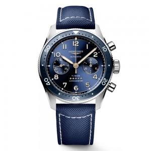 Longines Spirit Flyback L3.821.4.93.2 Automatic Stainless steel Blue color synthetic strap Blue color dial Ceramic bezel