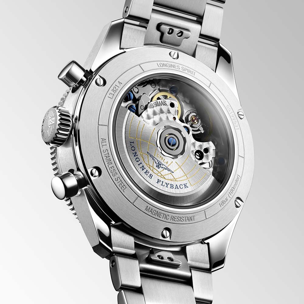 Longines Spirit Flyback L3.821.4.93.6 Αυτόματο Ανοξείδωτο ατσάλι Μπρασελέ Μπλε χρώμα καντράν Κεραμική στεφάνη