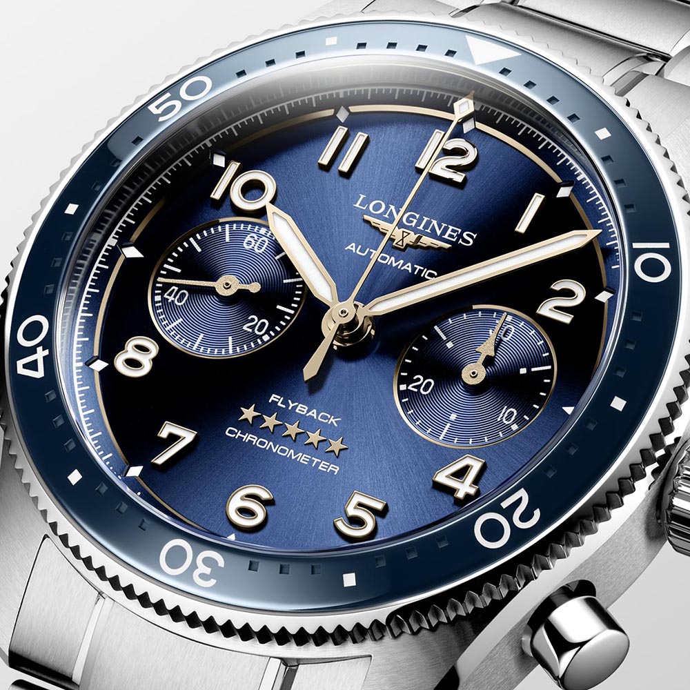 Longines Spirit Flyback L3.821.4.93.6 Αυτόματο Ανοξείδωτο ατσάλι Μπρασελέ Μπλε χρώμα καντράν Κεραμική στεφάνη