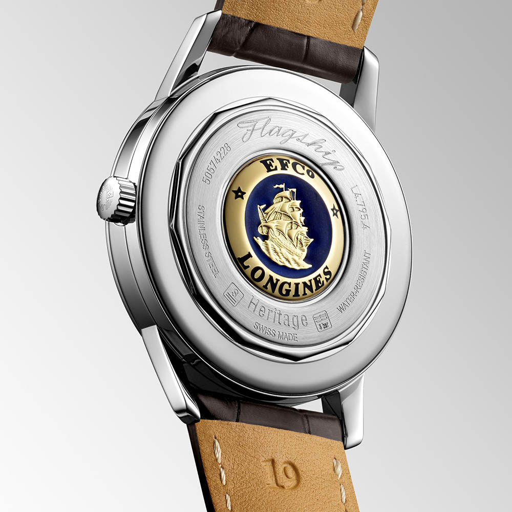 Longines Flagship Heritage L4.795.4.78.2 Αυτόματο Ανοξείδωτο ατσάλι Καφέ δερμάτινο λουρί Ασημί χρώμα καντράν