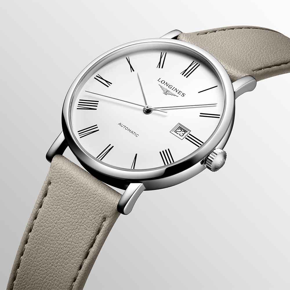 Longines Elegant Collection L4.911.4.11.0 Αυτόματο Ανοξείδωτο ατσάλι Μπεζ ανακυκλώσιμο λουρί Λευκό ματ χρώμα καντράν Λατινική αρίθμιση