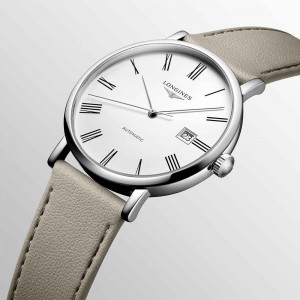 Longines Elegant Collection L4.911.4.11.0 Automatic Stainless steel Beige vegetable strap White color dial Latin numbered