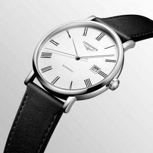 Longines Elegant Collection L4.911.4.11.2 Automatic Stainless steel Black vegetable strap White color dial Latin numbered