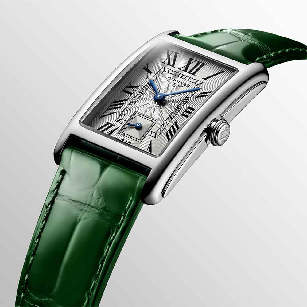 Longines DolceVita L5.512.4.71.A Quartz Ανοξείδωτο ατσάλι Δερμάτινο λουρί πράσινου χρώματος Λευκό χρώμα καντράν Λατινική αρίθμηση