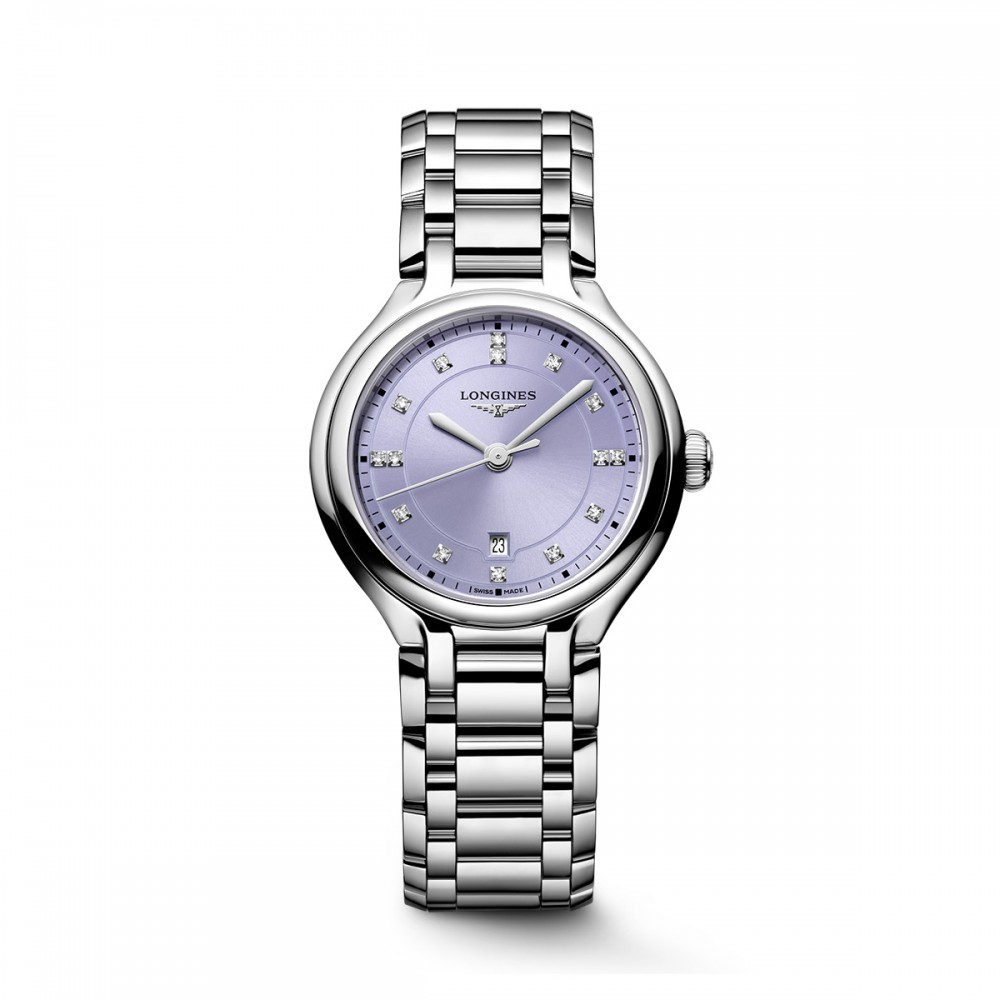 Longines PrimaLuna L8.142.4.07.6 Quartz Ανοξείδωτο ατσάλι Μπρασελέ Μωβ Λεβάντα χρώμα καντράν Διαμάντια