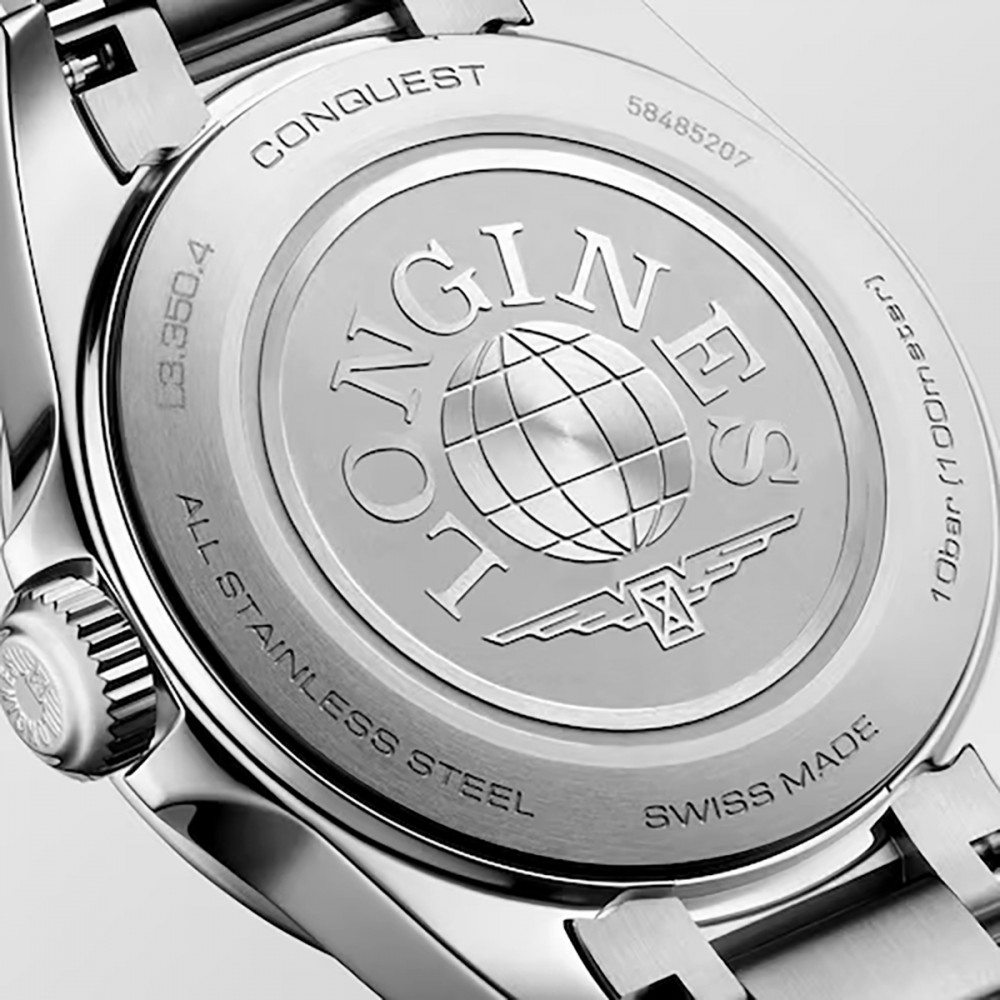 Longines Conquest L3.350.4.87.6 Quartz Ανοξείδωτο ατσάλι Μπρασελέ Λευκό φίλντισι καντράν Διαμάντια