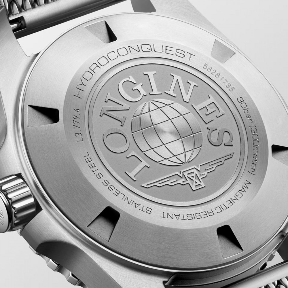 Longines HydroConquest L3.779.4.70.6 Αυτόματο Ανοξείδωτο ατσάλι Milanese Μπρασελέ Μαύρο χρώμα καντράν