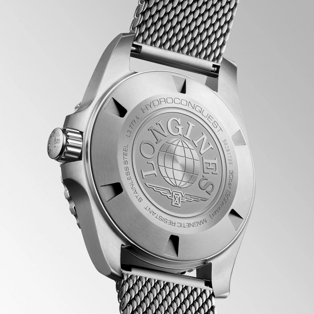 Longines HydroConquest L3.779.4.90.6 Αυτόματο Ανοξείδωτο ατσάλι Milanese Μπρασελέ Μαύρο χρώμα καντράν