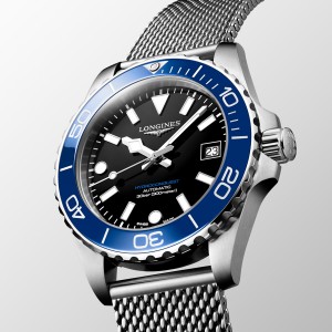 Longines HydroConquest L3.779.4.90.6 Αυτόματο Ανοξείδωτο ατσάλι Milanese Μπρασελέ Μαύρο χρώμα καντράν