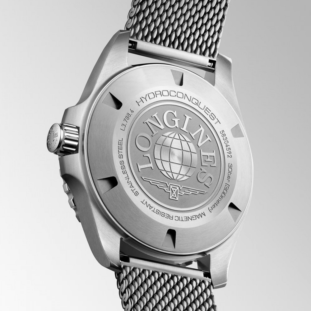 Longines HydroConquest L3.788.4.70.6 Αυτόματο Ανοξείδωτο ατσάλι Milanese Μπρασελέ Μαύρο χρώμα καντράν