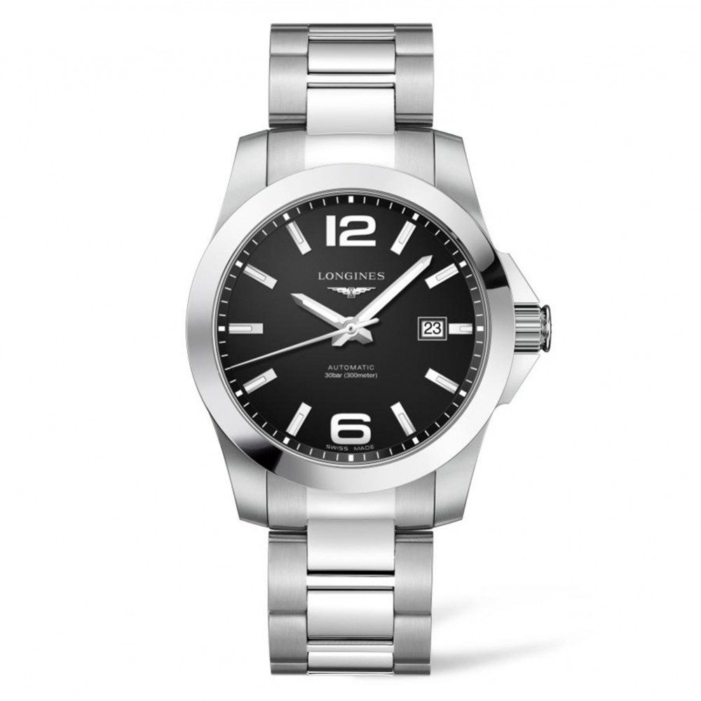 Longines Conquest L3.777.4.58.6 Quartz Stainless steel Bracelet Black color dial