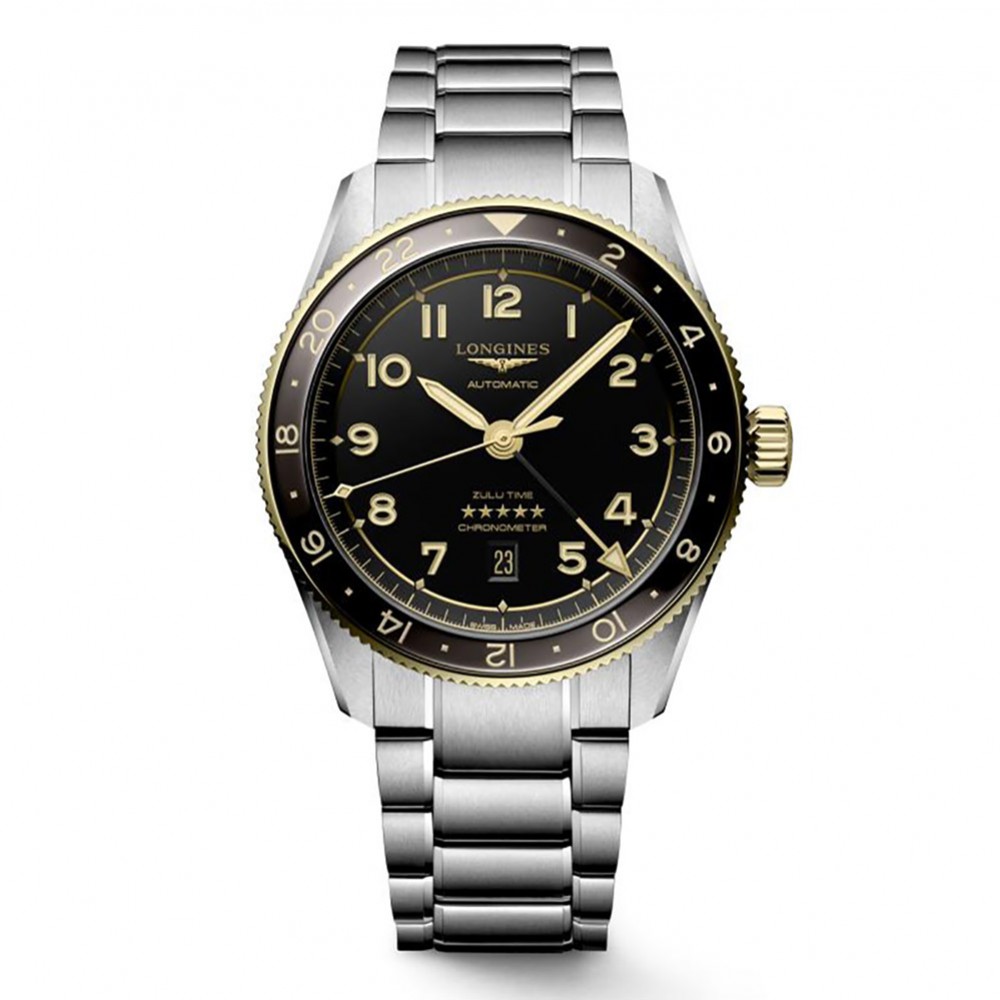 Longines Spirit Zulu Time L3.812.5.53.6   Αυτόματο Ανοξείδωτο ατσάλι Μπρασελέ Μαύρο χρώμα καντράν Κεραμική στεφάνη