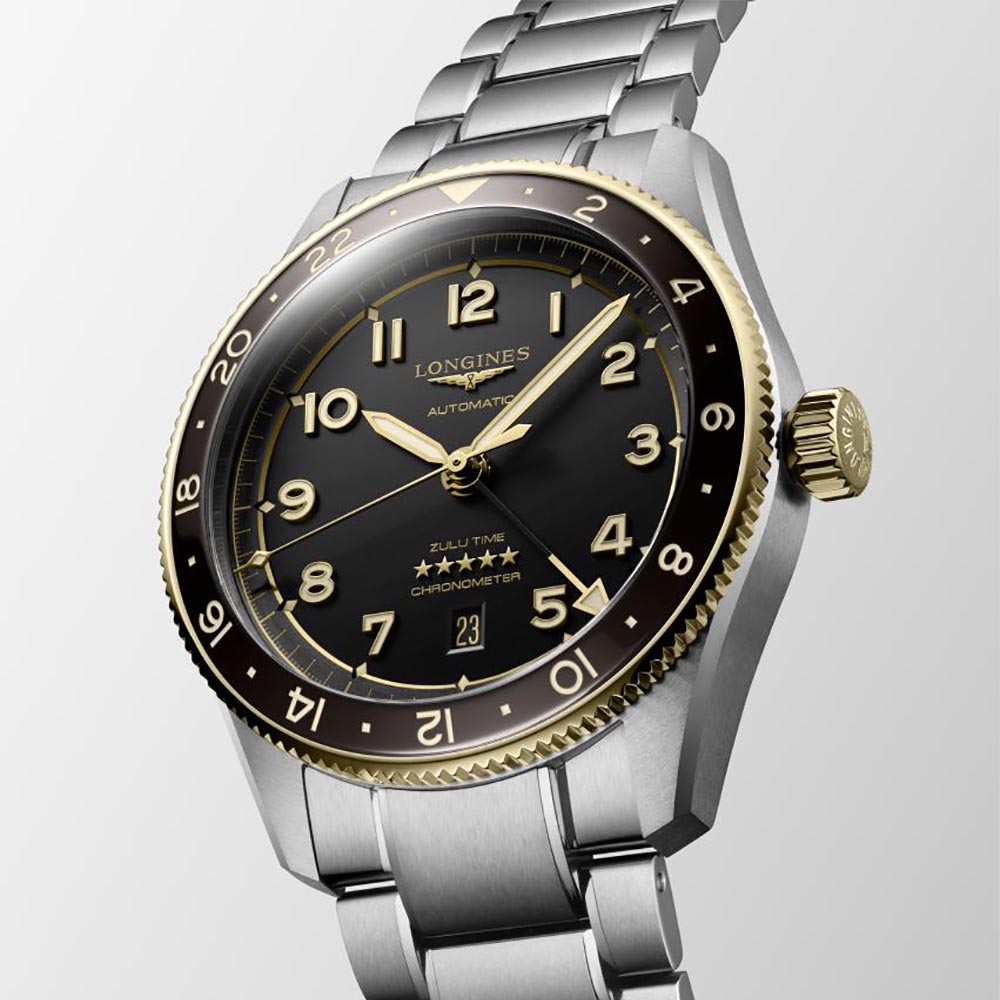 Longines Spirit Zulu Time L3.812.5.53.6   Αυτόματο Ανοξείδωτο ατσάλι Μπρασελέ Μαύρο χρώμα καντράν Κεραμική στεφάνη