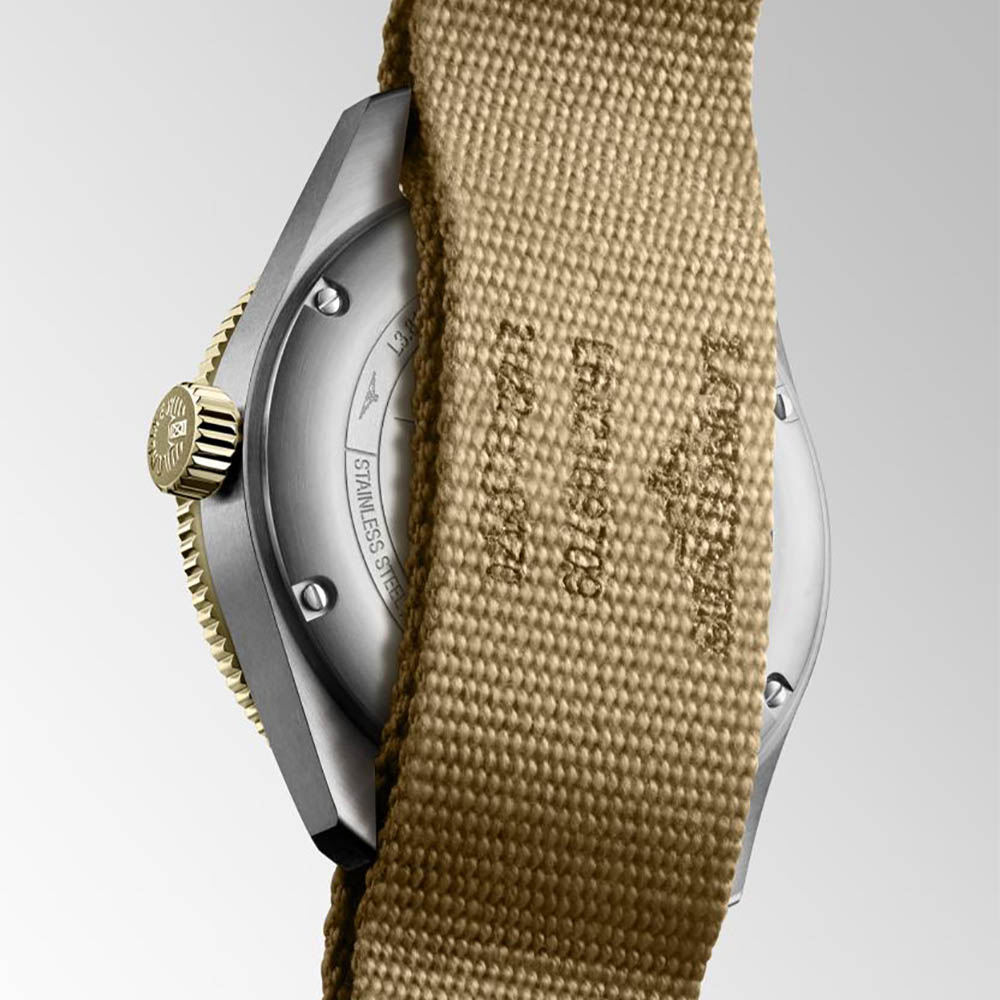 Longines Spirit Zulu Time L3.812.5.53.9  Αυτόματο Ανοξείδωτο ατσάλι Συνθετικό λουρί καφε χρώματος Μαύρο χρώμα καντράν Κεραμική στεφάνη