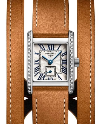 Longines Mini DolceVita L5.200.0.71.0 Quartz Ανοξείδωτο ατσάλι Ταμπά δερμάτινο λουρί Λευκό χρώμα καντράν Λατινικοί χαρακτήρες