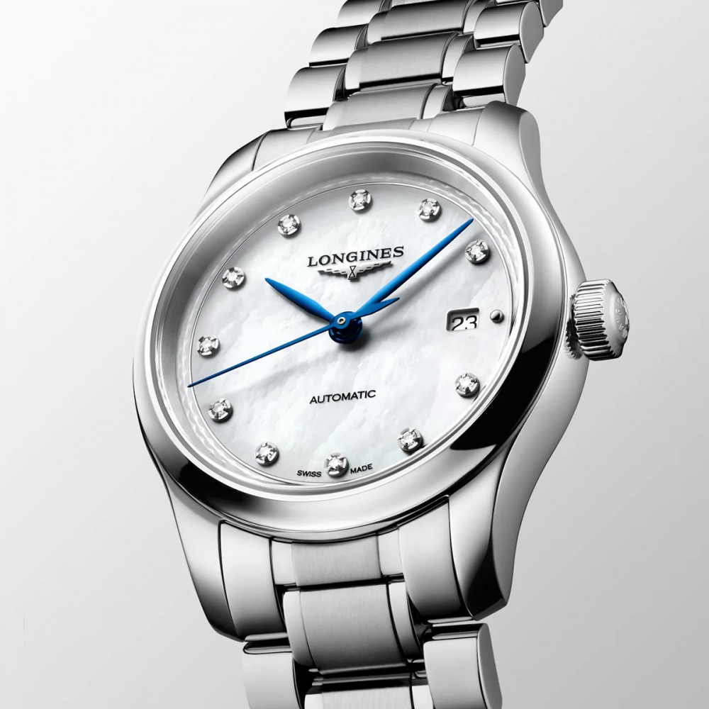 Longines Master Collection L2.449.4.87.6  Αυτόματο Ανοξείδωτο ατσάλι Μπρασελέ Λευκό φίλντισι καντράν Διαμάντια