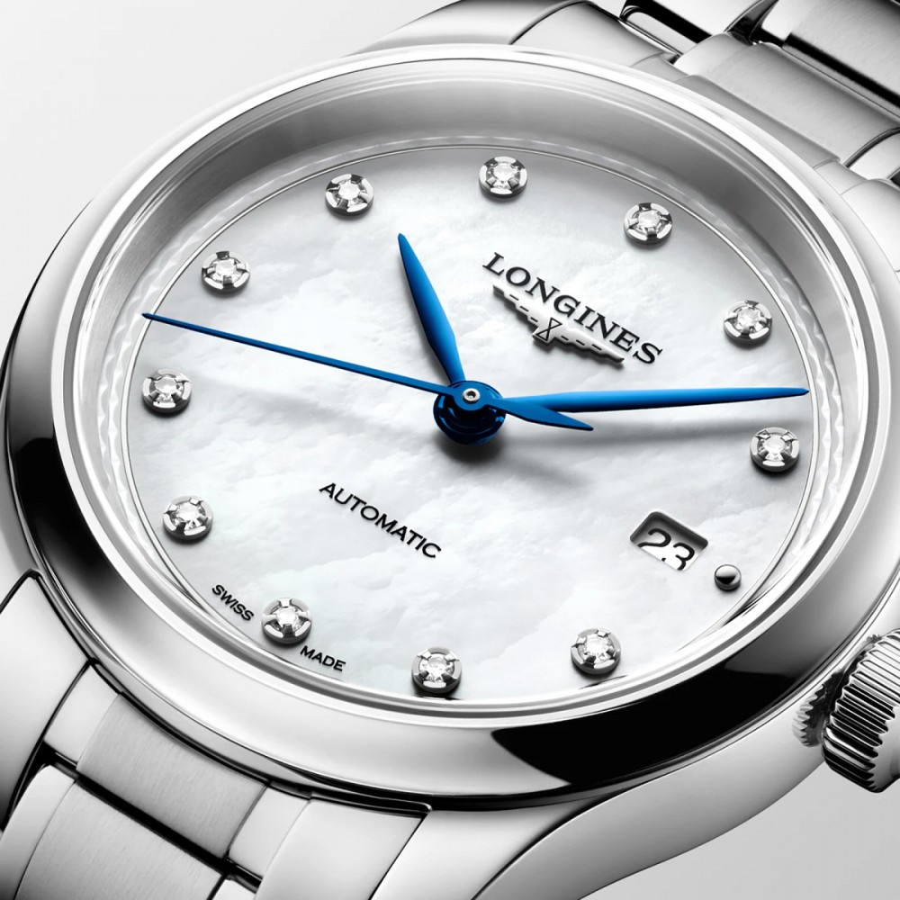 Longines Master Collection L2.449.4.87.6  Αυτόματο Ανοξείδωτο ατσάλι Μπρασελέ Λευκό φίλντισι καντράν Διαμάντια
