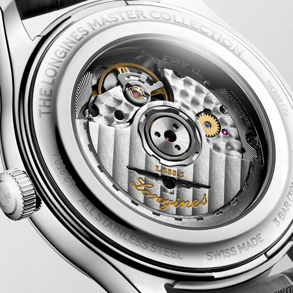 Longines Master Collection L2.950.4.99.2 Αυτόματο Ανοξείδωτο ατσάλι Ανθρακί δερμάτινο λουρί Γαλα΄ζιο χρώμα καντράν