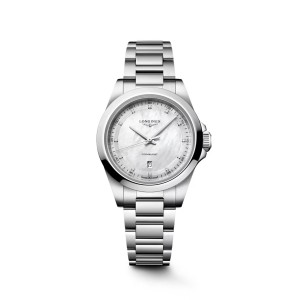 Longines Conquest L3.350.4.87.6 Quartz Ανοξείδωτο ατσάλι Μπρασελέ Λευκό φίλντισι καντράν Διαμάντια