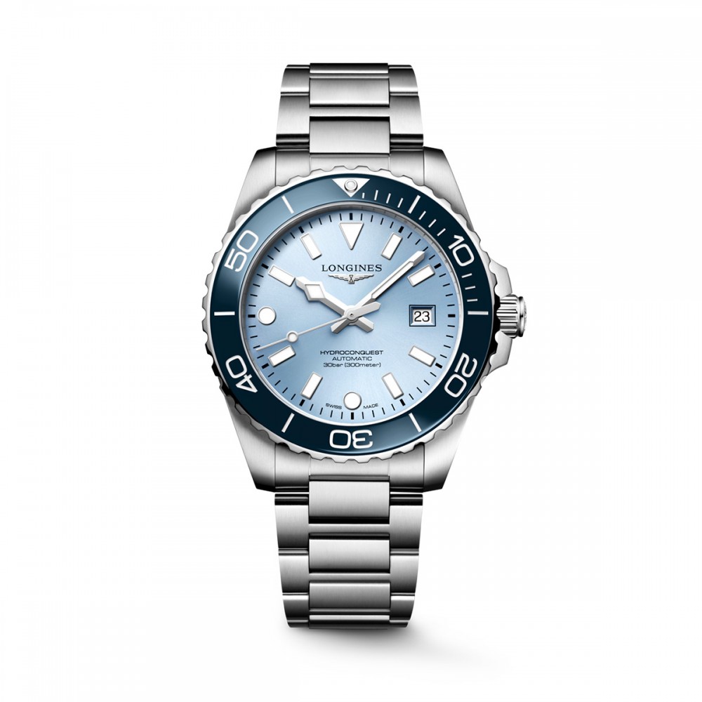 Longines HydroConquest L3.788.4.98.6 Αυτόματο Ανοξείδωτο ατσάλι Μπρασελέ Μπλε του πάγου χρώμα καντράν Κεραμική στεφάνη