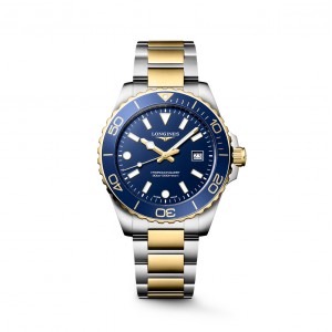 Longines HydroConquest L3.769.3.96.7 Quartz Ανοξείδωτο ατσάλι Διμεταλλικό Μπρασελέ Μπλε χρώμα καντράν
