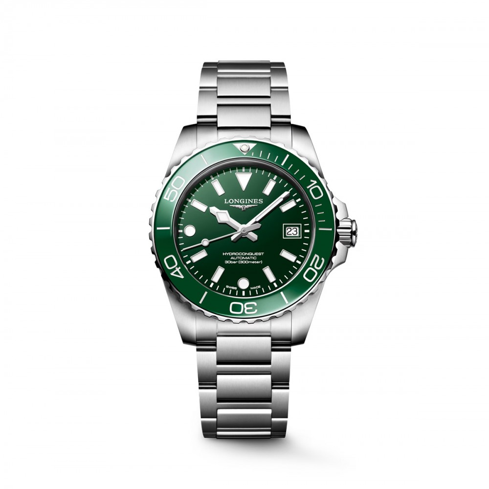 Longines HydroConquest L3.779.4.06.6 Αυτόματο Ανοξείδωτο ατσάλι Μπρασελέ Πράσινο χρώμα καντράν Κεραμική στεφάνη
