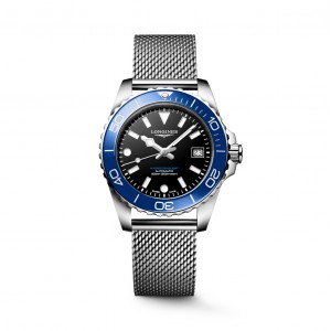 Longines HydroConquest L3.779.4.90.6 Αυτόματο Ανοξείδωτο ατσάλι Milanese Μπρασελέ Μαύρο χρώμα καντράν