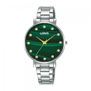 Lorus Classic RG229VX9 Quartz Stainless Steel Bracelet Green color dial Crystalls