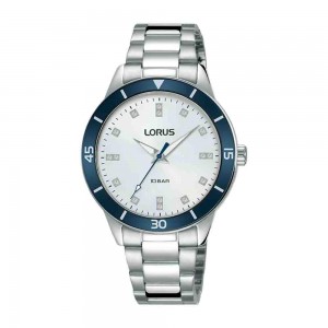 Lorus Sports RG249RX9 Quartz Stainless Steel Bracelet White color dial Crystals Ceramic bezel