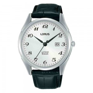 Lorus Classic RH949NX5 Quartz Stainless Steel Black leather strap White color dial