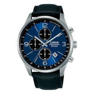 Lorus Urban RM319HX9 Quartz Chronograph Stainless Steel Blue leather strap Blue color dial