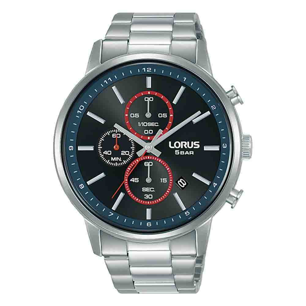 Lorus Urban RM397GX9 Quartz Chronograph Stainless Steel Bracelet Black color dial