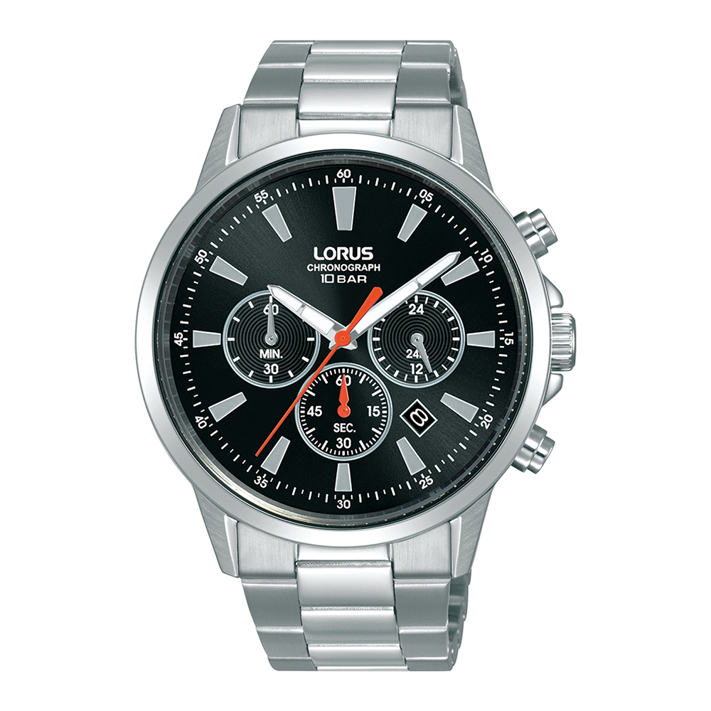 Lorus Tactical Chronograph RT309LX9 Quartz Ανοξείδωτο ατσάλι Μπρασελέ Μαύρο χρώμα καντράν