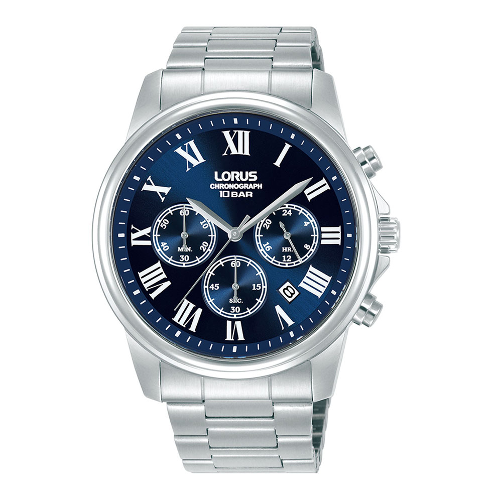 Lorus Classic RT337LX9 Quartz Χρονογράφος Ανοξείδωτο ατσάλι Μπρασελέ Μπλε χρώμα καντράν Λατινική αρίθμιση
