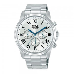 Lorus Classic RT339LX9 Quartz Χρονογράφος Ανοξείδωτο ατσάλι Μπρασελέ Λευκό χρώμα καντράν Λατινική αρίθμιση