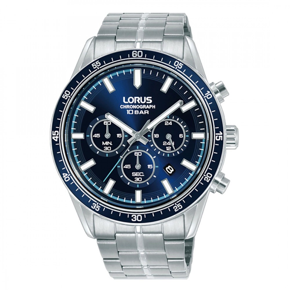 Lorus Sports RT347LX9 Quartz Χρονογράφος Ανοξείδωτο ατσάλι Μπρασελέ Μπλε χρώμα καντράν