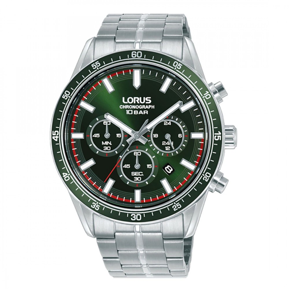 Lorus Sports RT349LX9 Quartz Χρονογράφος Ανοξείδωτο ατσάλι Μπρασελέ Πράσινο χρώμα καντράν