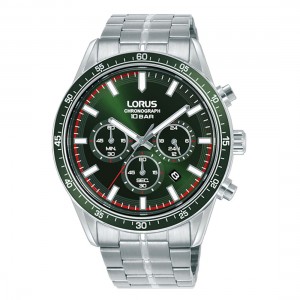 Lorus Sports RT349LX9 Quartz Χρονογράφος Ανοξείδωτο ατσάλι Μπρασελέ Πράσινο χρώμα καντράν