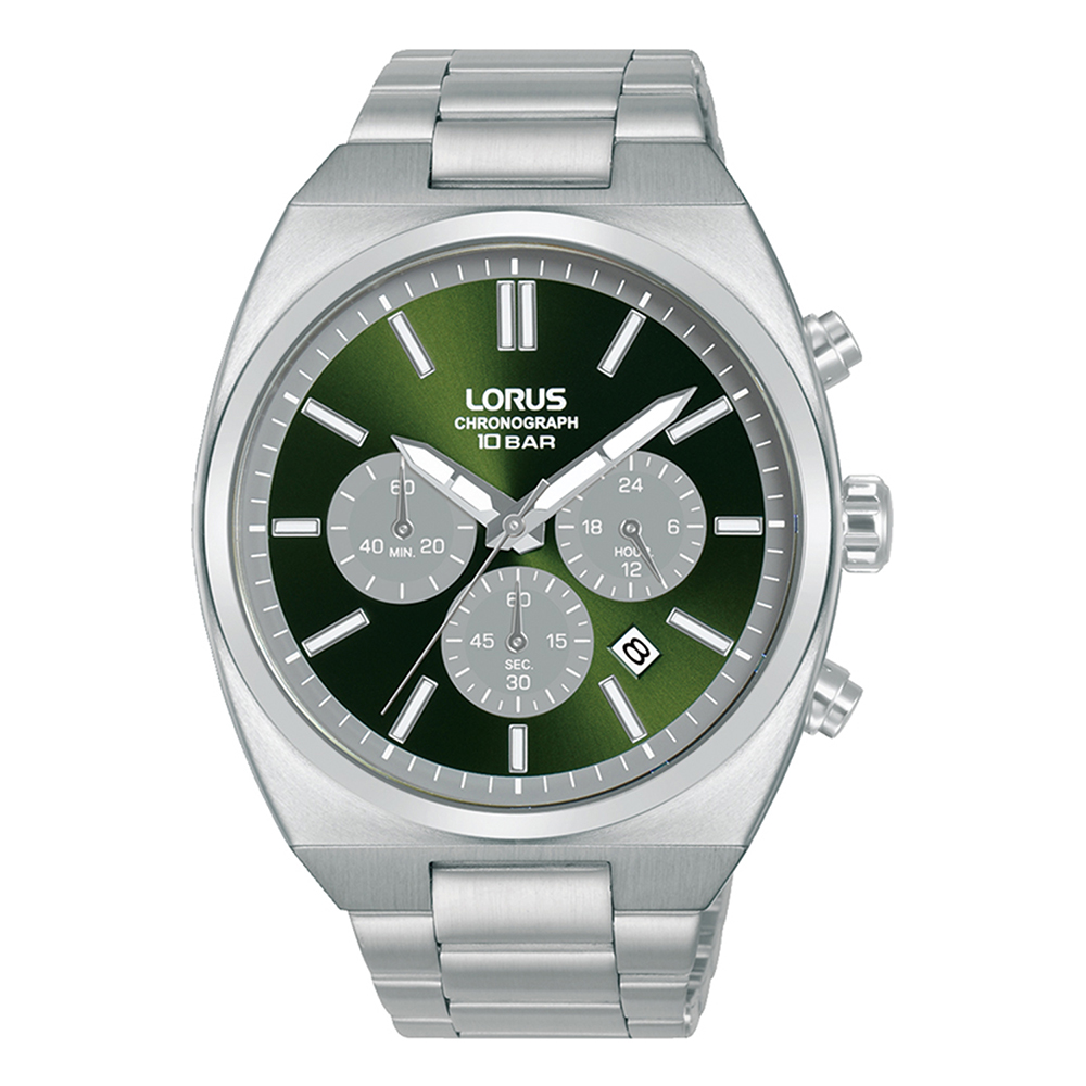 Lorus Sports RT365KX9 Quartz Χρονογράφος Ανοξείδωτο ατσάλι Μπρασελέ Πράσινο χρώμα καντράν