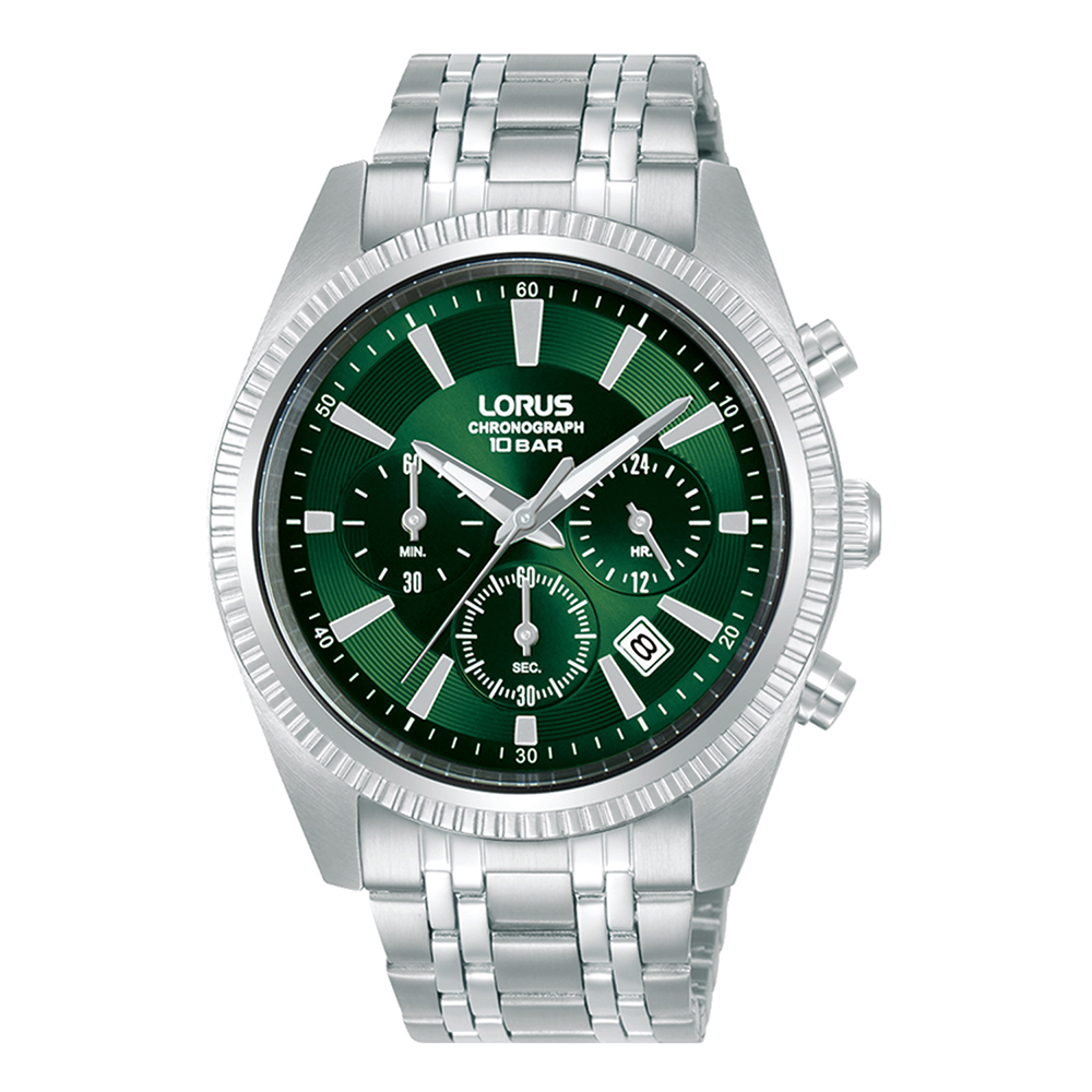Lorus Classic RT397KX9 Quartz Χρονογράφος Ανοξείδωτο ατσάλι Μπρασελέ Πράσινο χρώμα καντράν